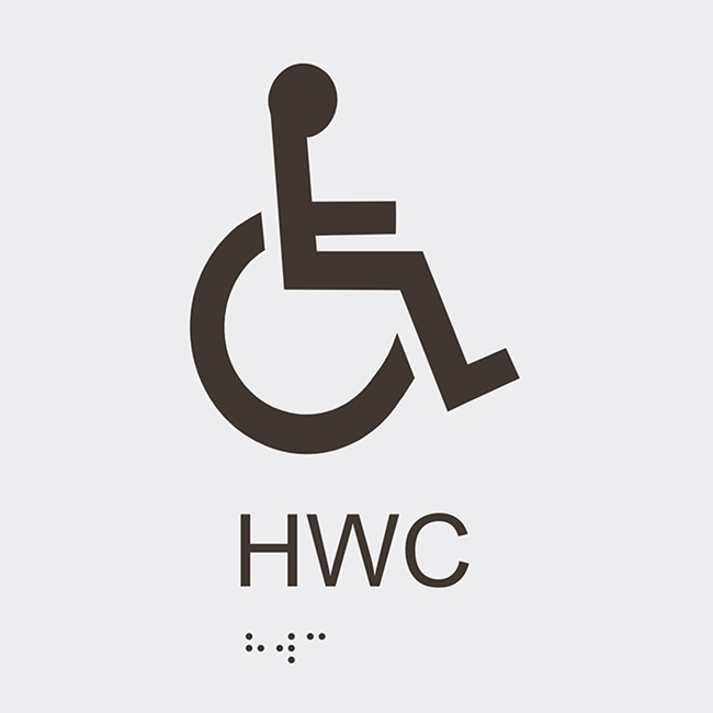 Informationsskylt HWC blindskrift vit