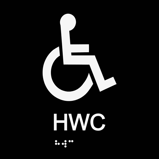Informationsskylt HWC blindskrift