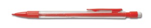 Transparant röd blyertspenna med eget tryck