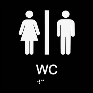 Informationsskylt WC blindskrift