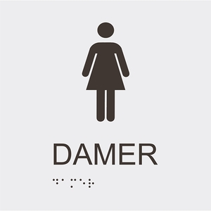 Informationsskylt damer blindskrift vit