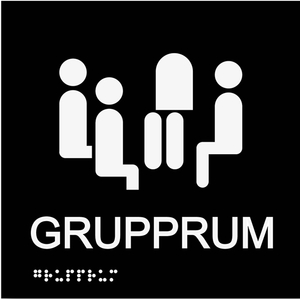 Informationsskylt grupprum svart
