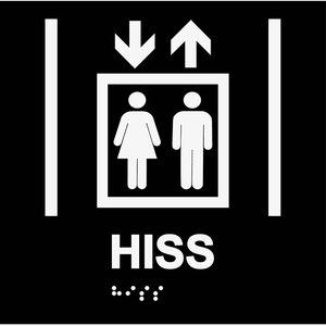 Informationsskylt hiss svart