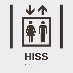 Informationsskylt hiss vit