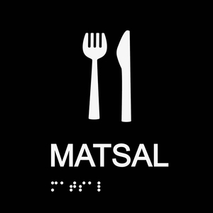 Informationsskylt matsal svart