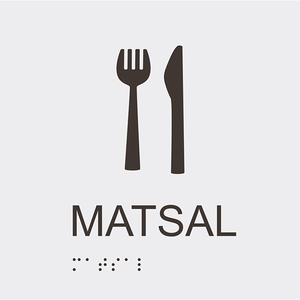 Informationsskylt matsal vit