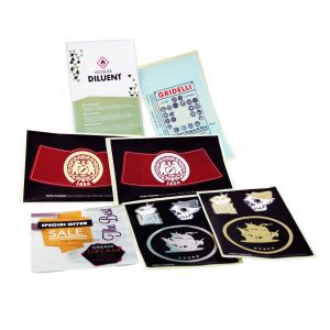 Specialettiketter dekaler guld silver